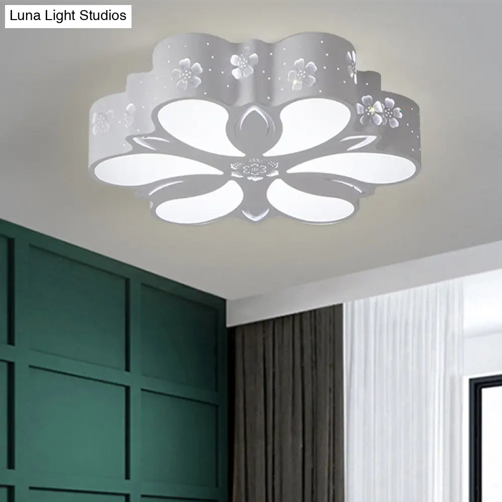 Modern White Led Flushmount Petal Light For Bedroom Ceiling