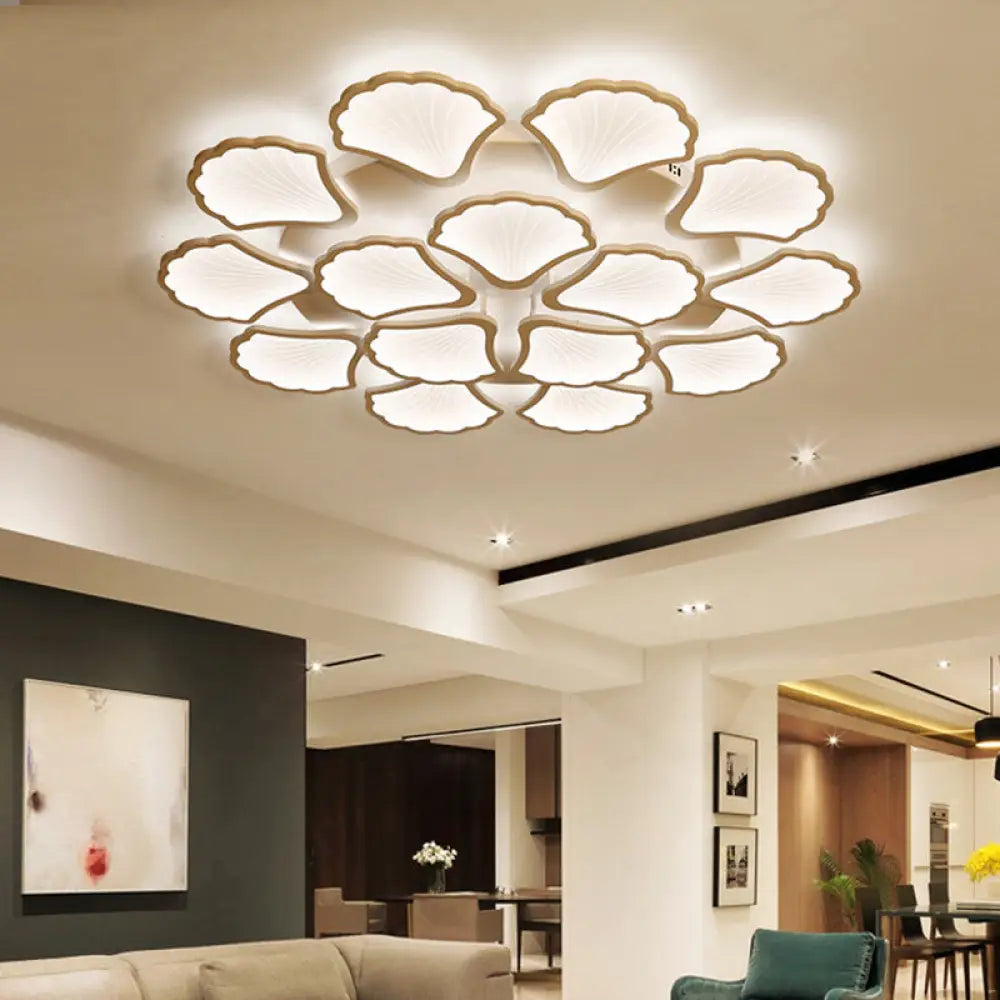 Modern White Led Ginkgo Leaf Ceiling Light For Living Room 15 /