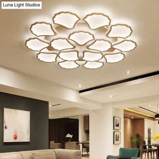 Modern White Led Ginkgo Leaf Ceiling Light For Living Room 15 /