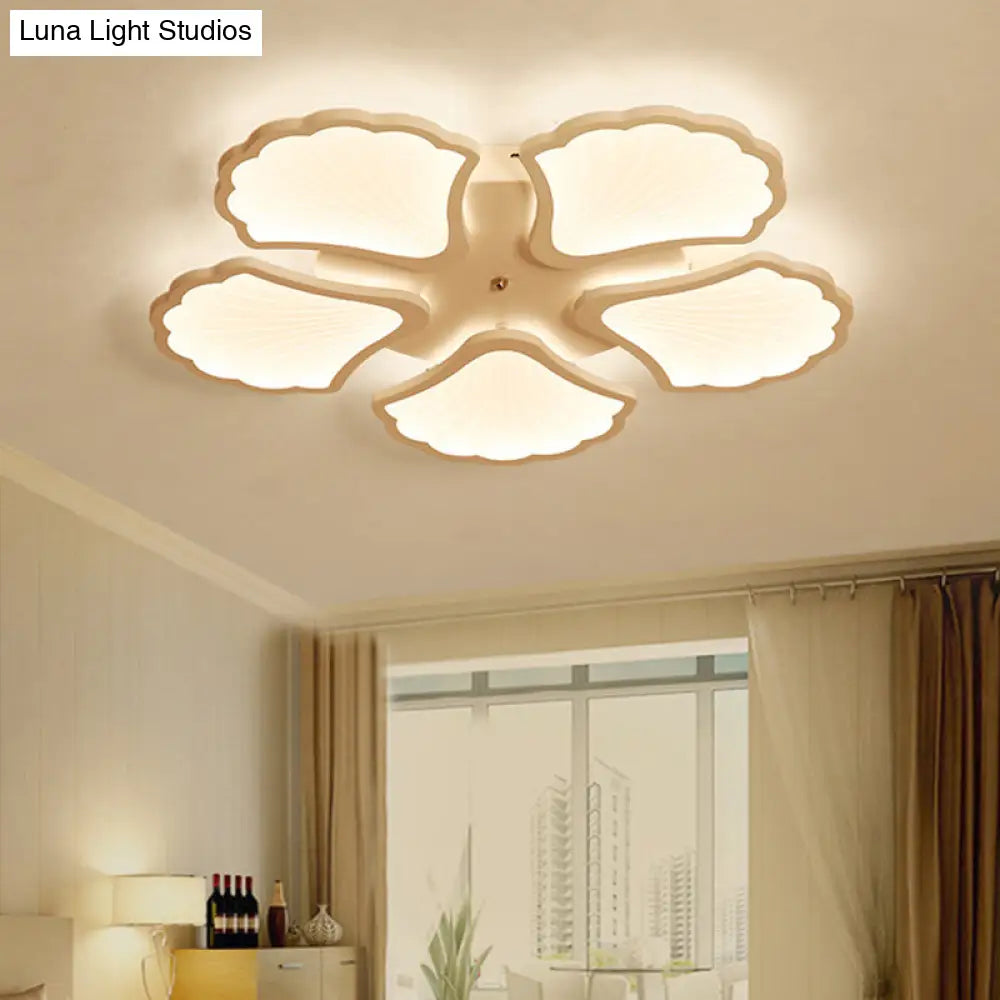 Modern White Led Ginkgo Leaf Ceiling Light For Living Room