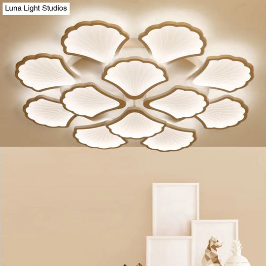 Modern White Led Ginkgo Leaf Ceiling Light For Living Room