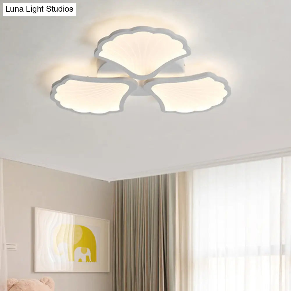 Modern White Led Ginkgo Leaf Ceiling Light For Living Room