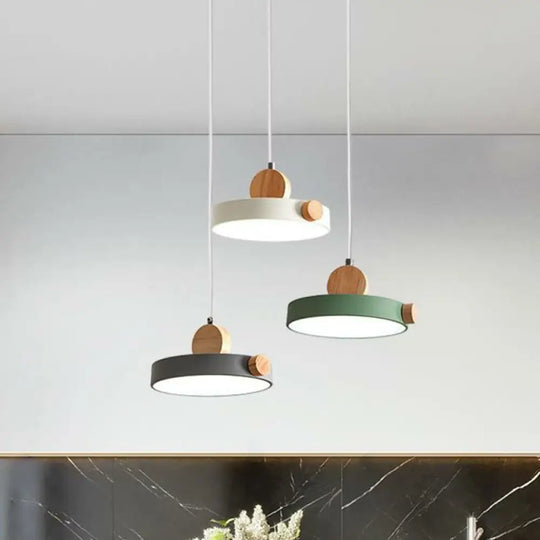 Modern White Led Hanging Pendant - Simplicity Acrylic 3 Heads Dining Room Ceiling Lamp / Round