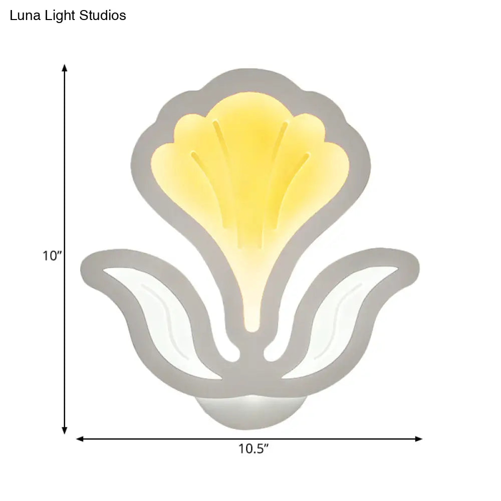 Modern White Led Wall Sconce: Floral Acrylic Light For Childs Bedroom