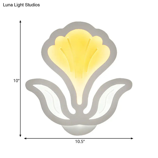 Modern White Led Wall Sconce: Floral Acrylic Light For Childs Bedroom