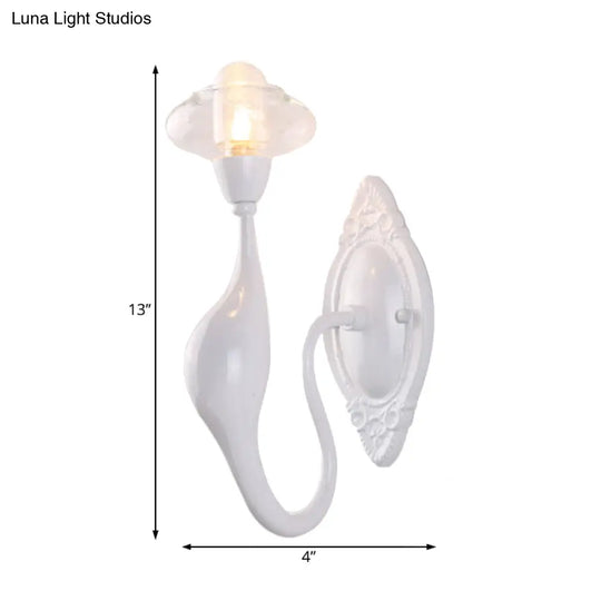 Modern White Led Wall Sconce Light Fixture - Oval Glass Dolphin-Shaped Arm