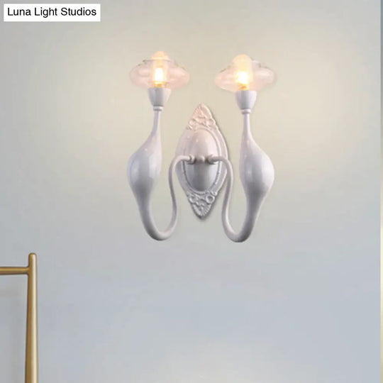 Modern White Led Wall Sconce Light Fixture - Oval Glass Dolphin-Shaped Arm