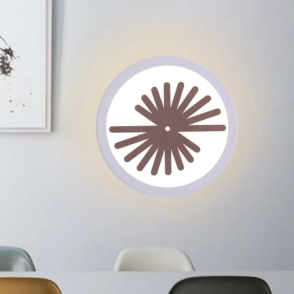 Modern White Led Wall Sconce With Sector/Leaf Pattern & Warm/White Light / Sector