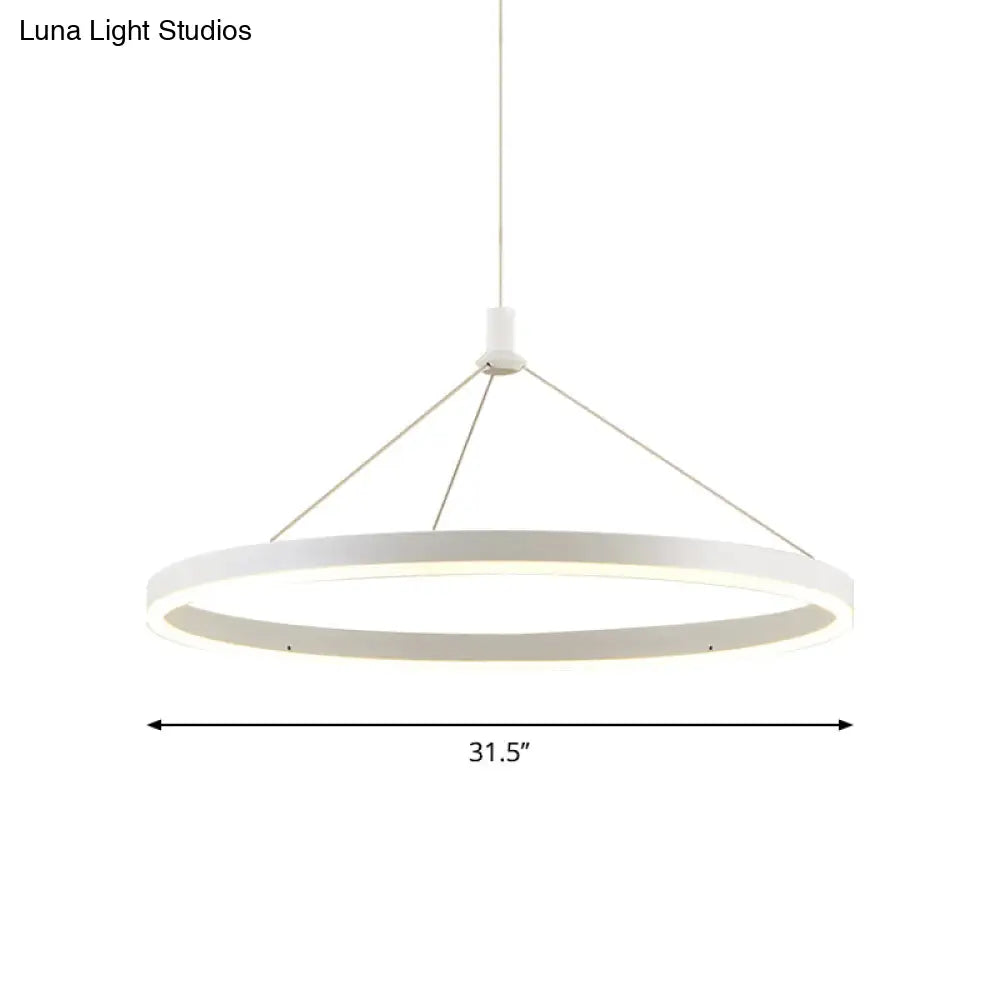 Modern White Loop Pendant Chandelier Led Acrylic Hanging Light - Adjustable Cord Grip