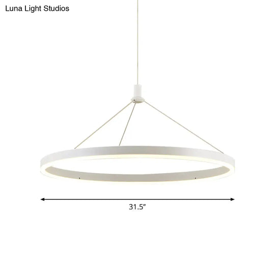 Modern White Loop Pendant Chandelier Led Acrylic Hanging Light - Adjustable Cord Grip