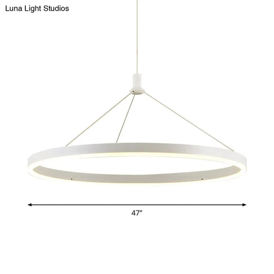 Modern White Loop Pendant Chandelier Led Acrylic Hanging Light - Adjustable Cord Grip