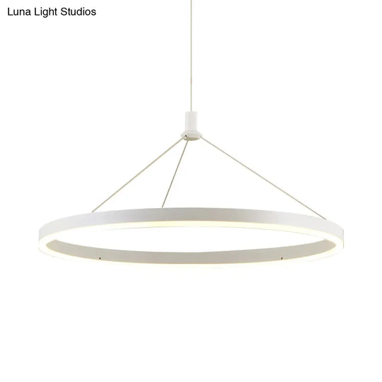 Modern White Loop Pendant Chandelier Led Acrylic Hanging Light - Adjustable Cord Grip