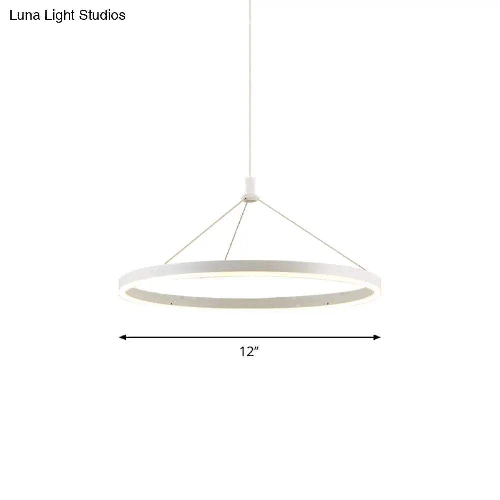 Modern White Loop Pendant Chandelier Led Acrylic Hanging Light - Adjustable Cord Grip