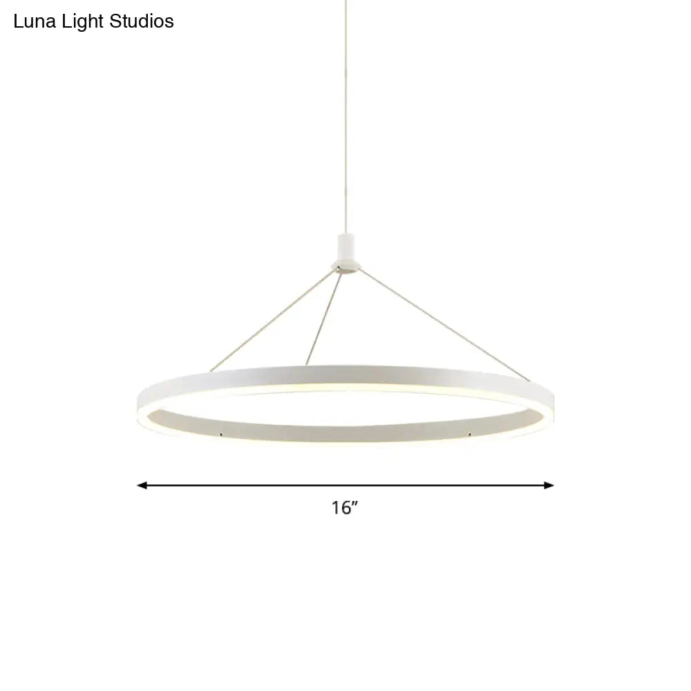 Modern White Loop Pendant Chandelier Led Acrylic Hanging Light - Adjustable Cord Grip