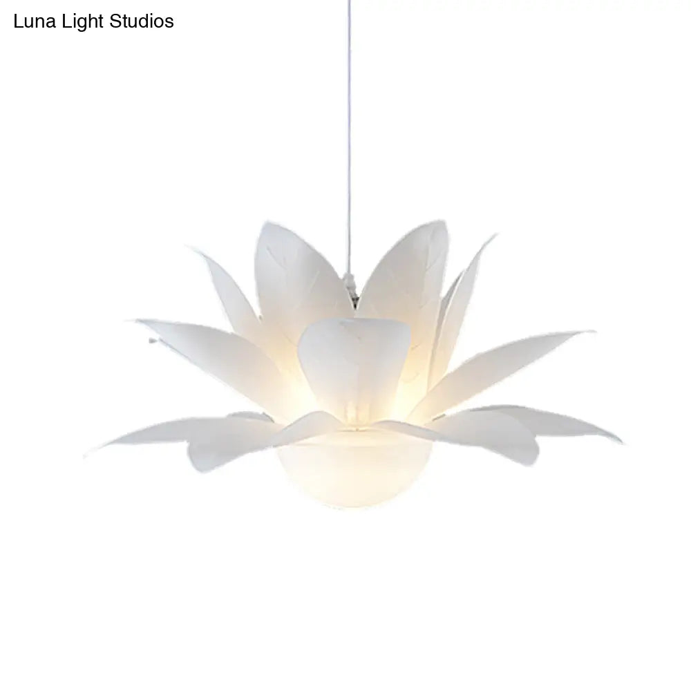 Modern White Lotus Chandelier With Acrylic Panel Shade