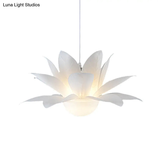 Modern White Lotus Chandelier With Acrylic Panel Shade