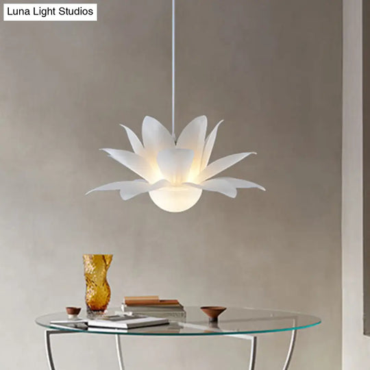 White Lotus Pendant Chandelier With Acrylic Panel Shade