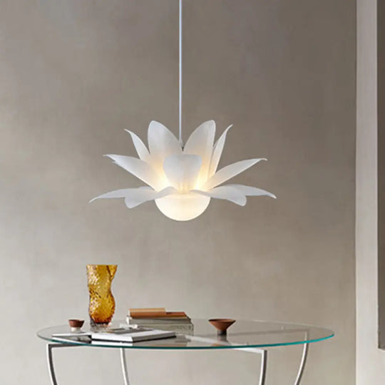 Modern White Lotus Chandelier With Acrylic Panel Shade