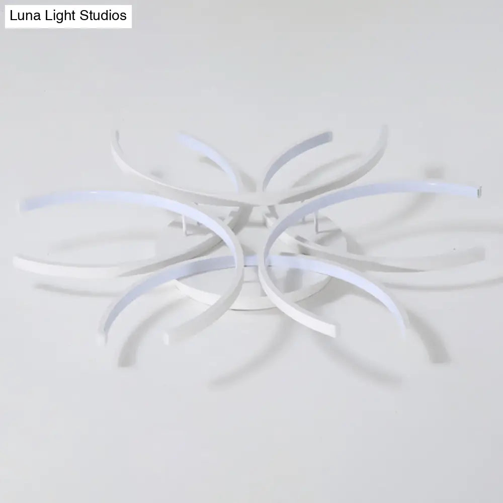 Modern White Metal Flushmount Ceiling Lamp With Led Petal Design