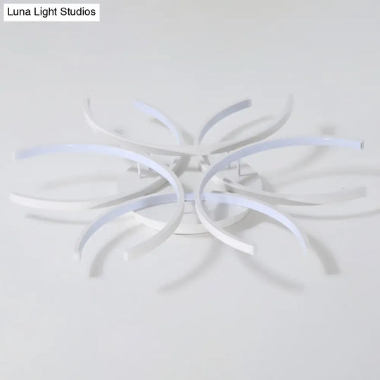 Modern White Metal Flushmount Ceiling Lamp With Led Petal Design