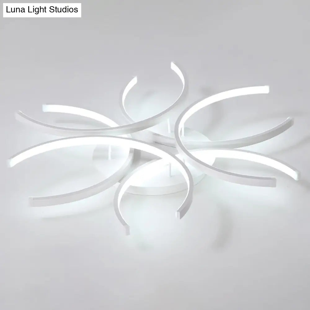 Modern White Metal Flushmount Ceiling Lamp With Led Petal Design