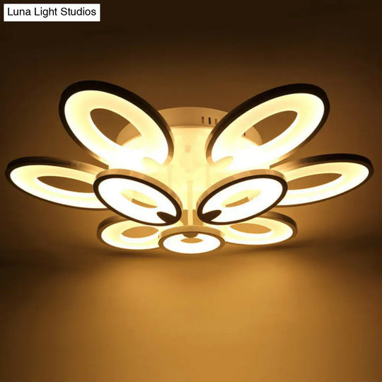 Modern White Peacock Led Ceiling Mount Light Fixture For Living Room 9 / Warm