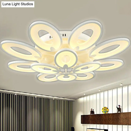 Modern White Peacock Led Ceiling Mount Light Fixture For Living Room 12 / Warm