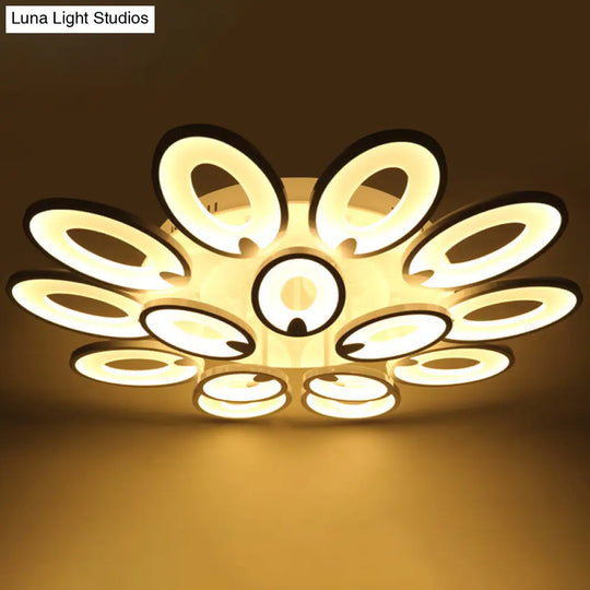 Modern White Peacock Led Ceiling Mount Light Fixture For Living Room