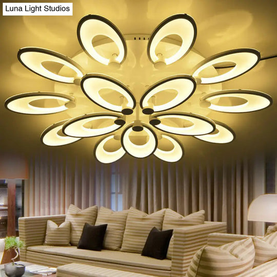 Modern White Peacock Led Ceiling Mount Light Fixture For Living Room 15 / Warm