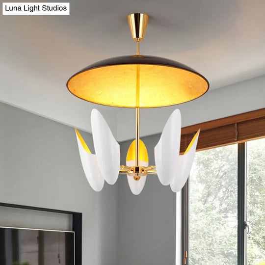 Modern Aluminum Chamfered Capsule Chandelier With 5-Head White Pendant Ceiling Lamp