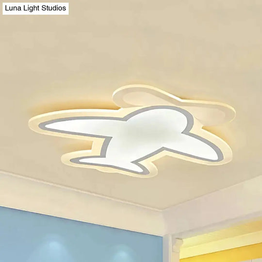 Modern White Propeller Plane Acrylic Led Ceiling Lamp For Nursing Room - Mount Light /