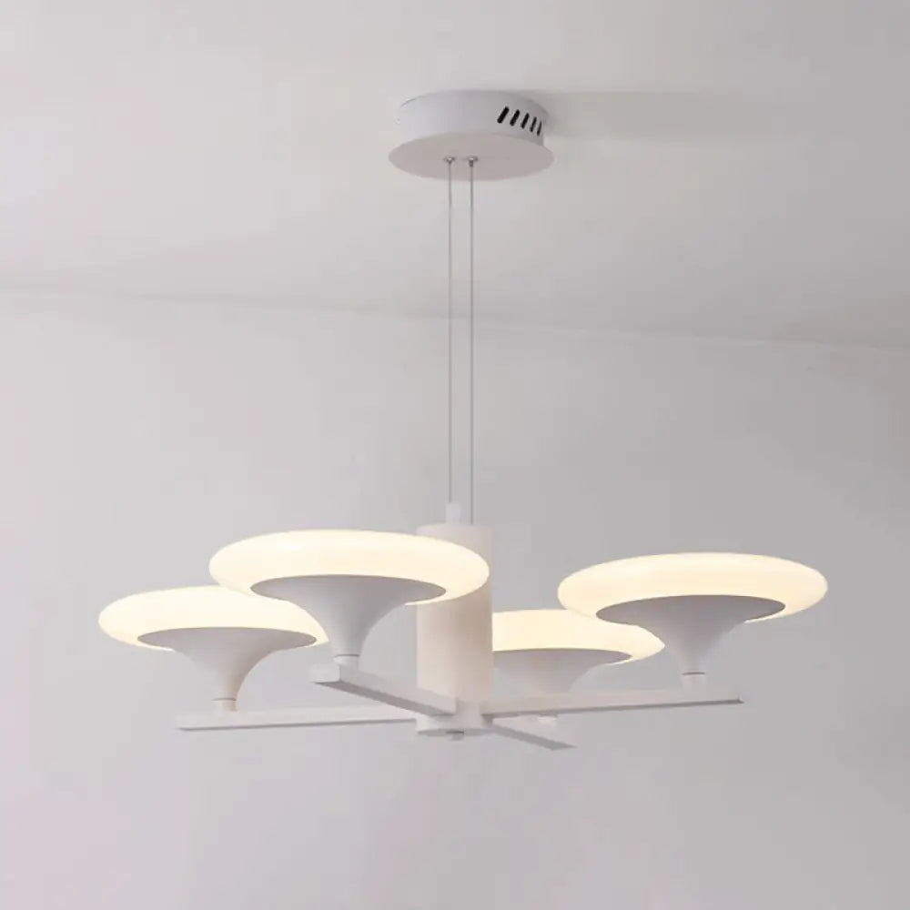 Modern White Radial Chandelier Pendant Light - 5 Heads 23.5/28 Wide Acrylic Led Up Hanging Lamp