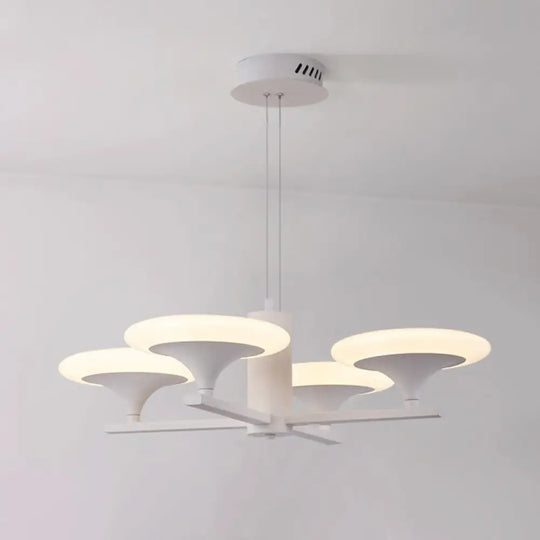 Modern White Radial Chandelier Pendant Light - 5 Heads 23.5/28 Wide Acrylic Led Up Hanging Lamp