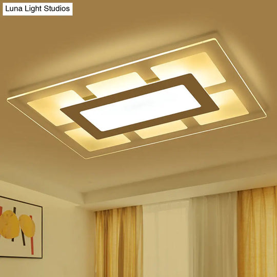 Modern White Rectangle Ceiling Light - Acrylic Led Flush Mount Warm/White (23.5’/35.5’ Wide)