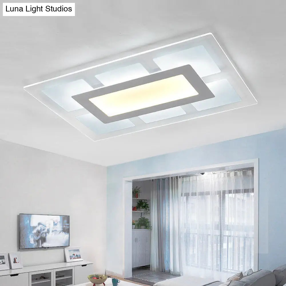 Modern White Rectangle Ceiling Light - Acrylic Led Flush Mount Warm/White (23.5/35.5 Wide) / 23.5
