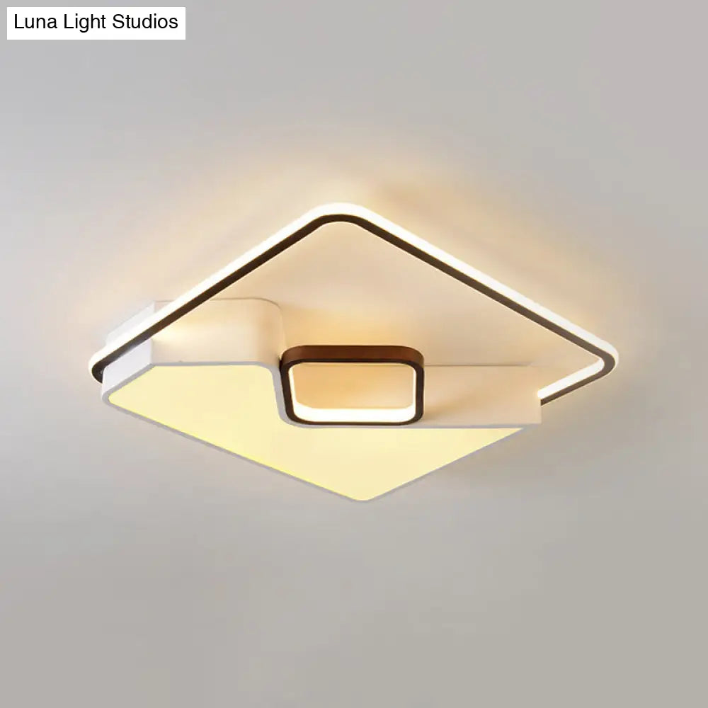 Modern White Rectangle Led Ceiling Light For Living Room - 19.5’/37.5’/42’ Wide