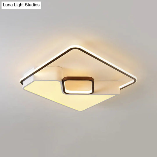 Modern White Rectangle Led Ceiling Light For Living Room - 19.5’/37.5’/42’ Wide