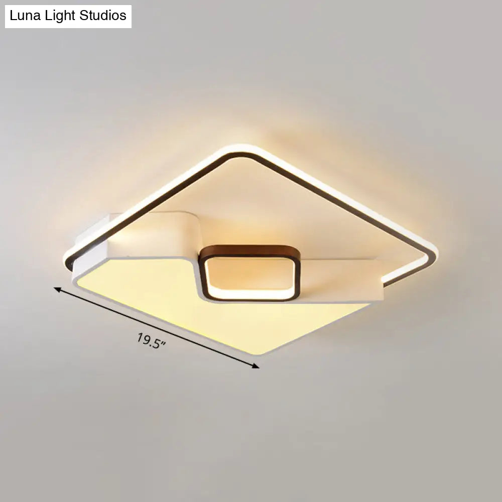 Modern White Rectangle Led Ceiling Light For Living Room - 19.5’/37.5’/42’ Wide