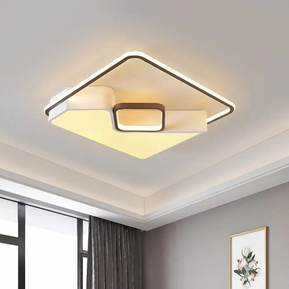Modern White Rectangle Led Ceiling Light For Living Room - 19.5’/37.5’/42’ Wide / 19.5’