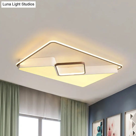 Modern White Rectangle Led Ceiling Light For Living Room - 19.5/37.5/42 Wide / 37.5