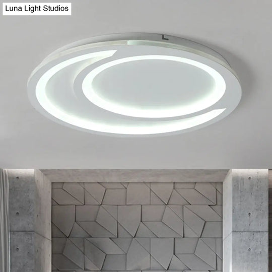 Modern White Ripple Flushmount Led Light Simple Metal Design 16’/19.5’/23.5’ Wide