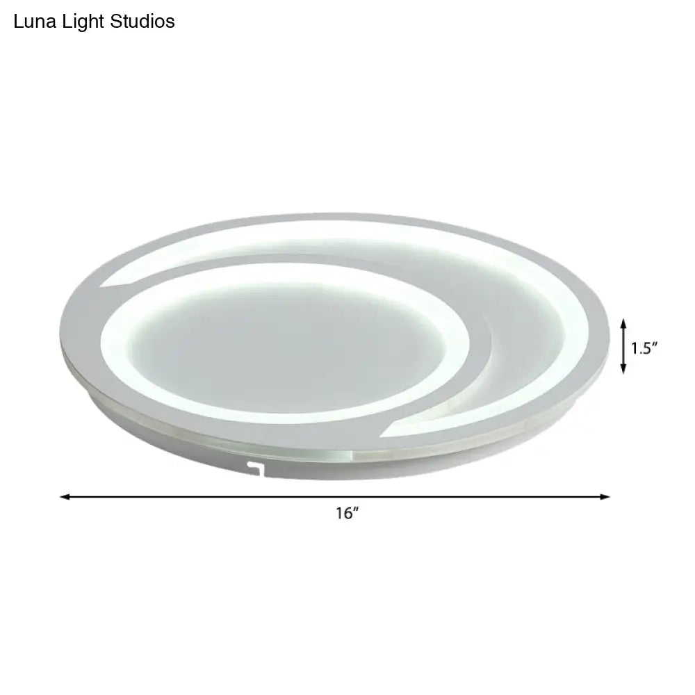 Modern White Ripple Flushmount Led Light Simple Metal Design 16/19.5/23.5 Wide