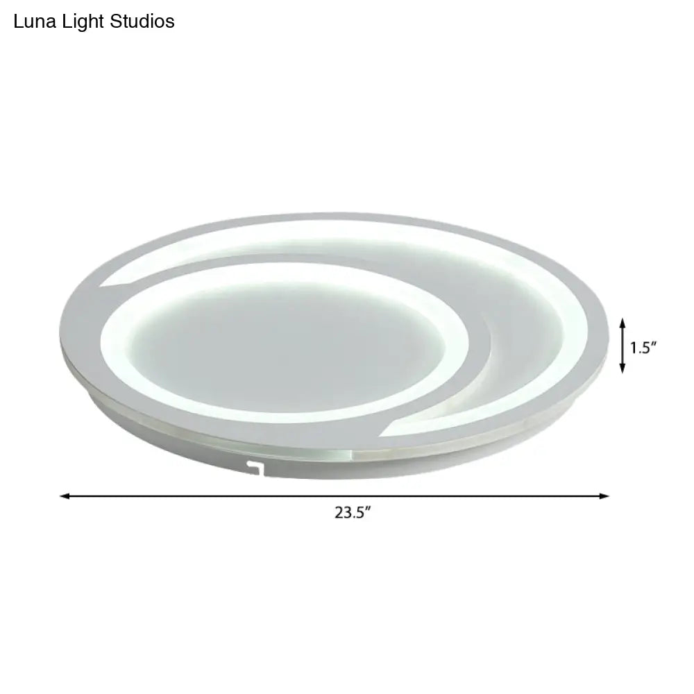 Modern White Ripple Flushmount Led Light Simple Metal Design 16’/19.5’/23.5’ Wide