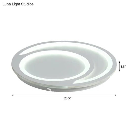 Modern White Ripple Flushmount Led Light Simple Metal Design 16’/19.5’/23.5’ Wide