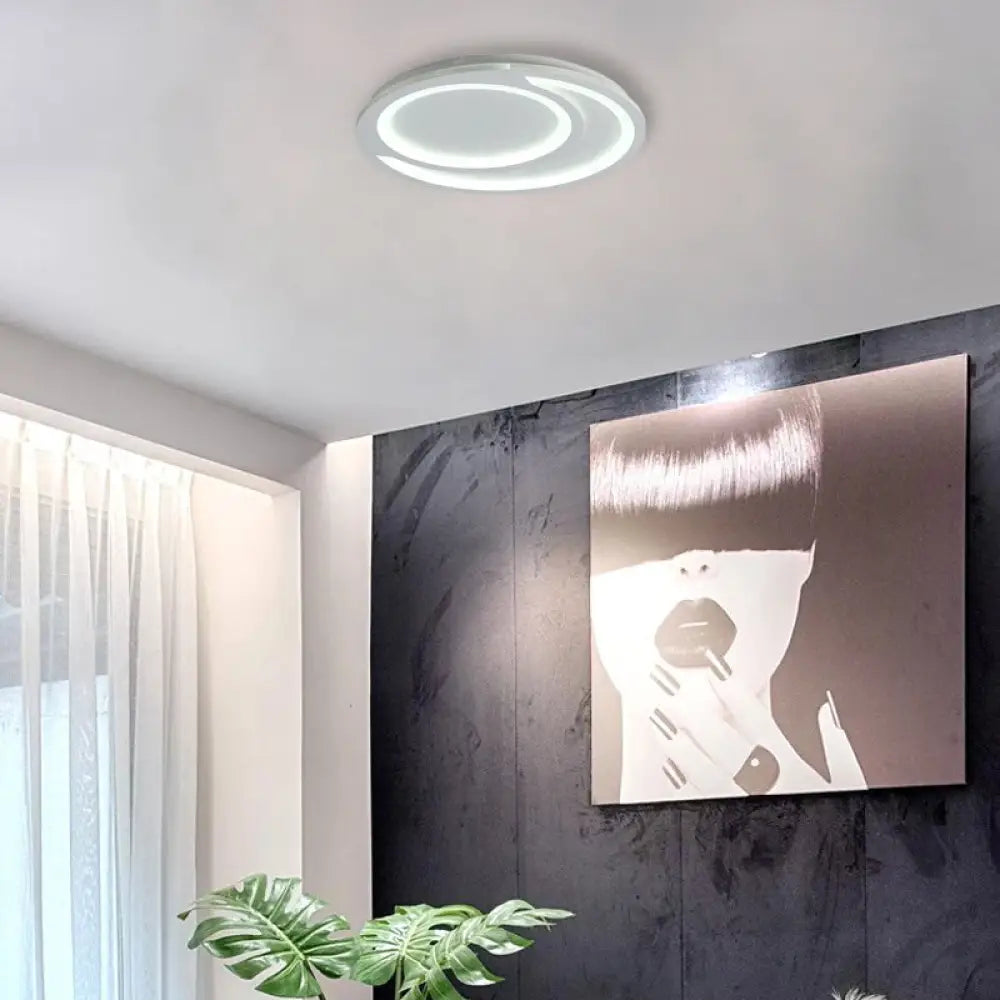 Modern White Ripple Flushmount Led Light Simple Metal Design 16’/19.5’/23.5’ Wide / 16’