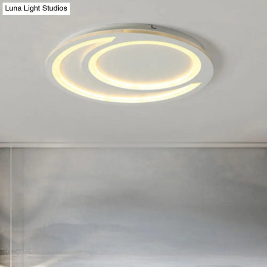 Modern White Ripple Flushmount Led Light Simple Metal Design 16/19.5/23.5 Wide