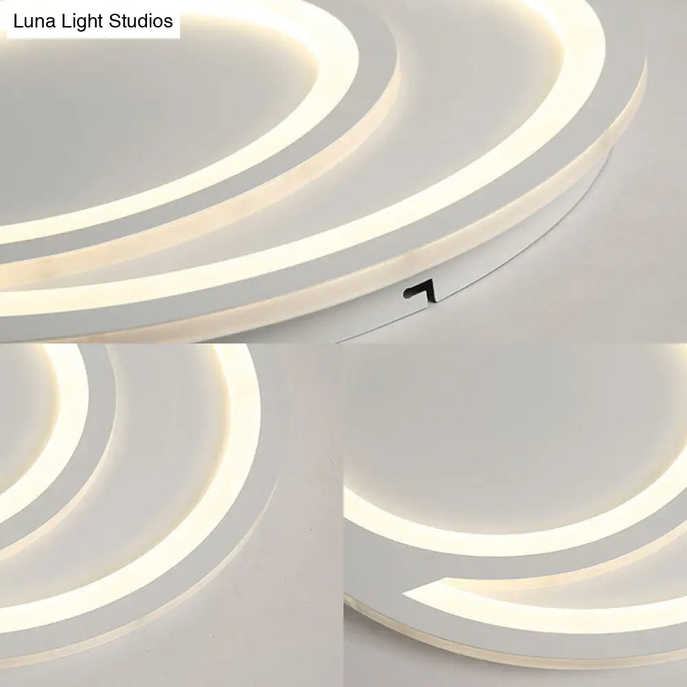 Modern White Ripple Flushmount Led Light Simple Metal Design 16/19.5/23.5 Wide