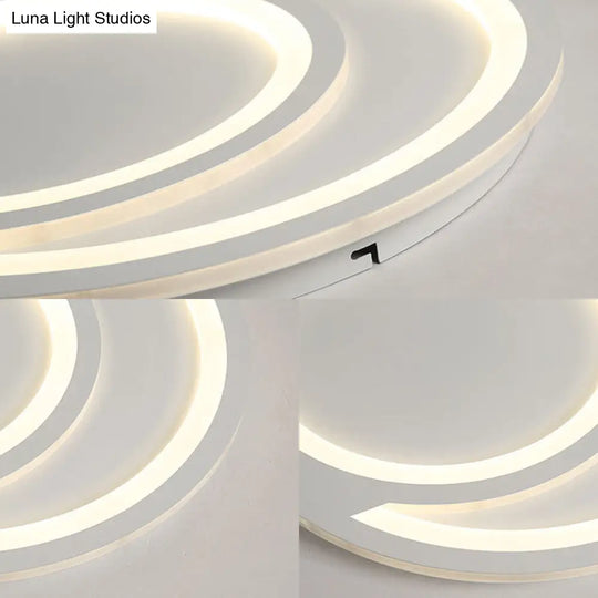 Modern White Ripple Flushmount Led Light Simple Metal Design 16/19.5/23.5 Wide