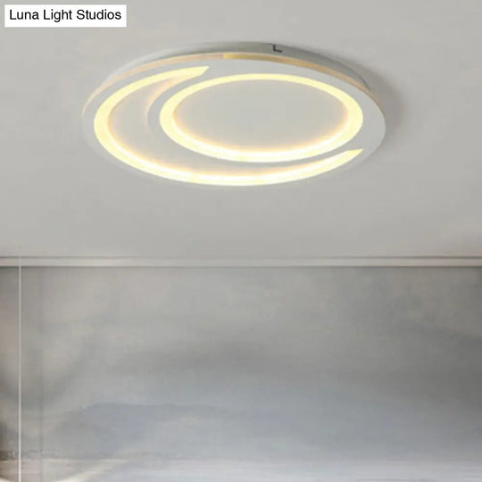 Modern White Ripple Flushmount Led Light Simple Metal Design 16’/19.5’/23.5’ Wide