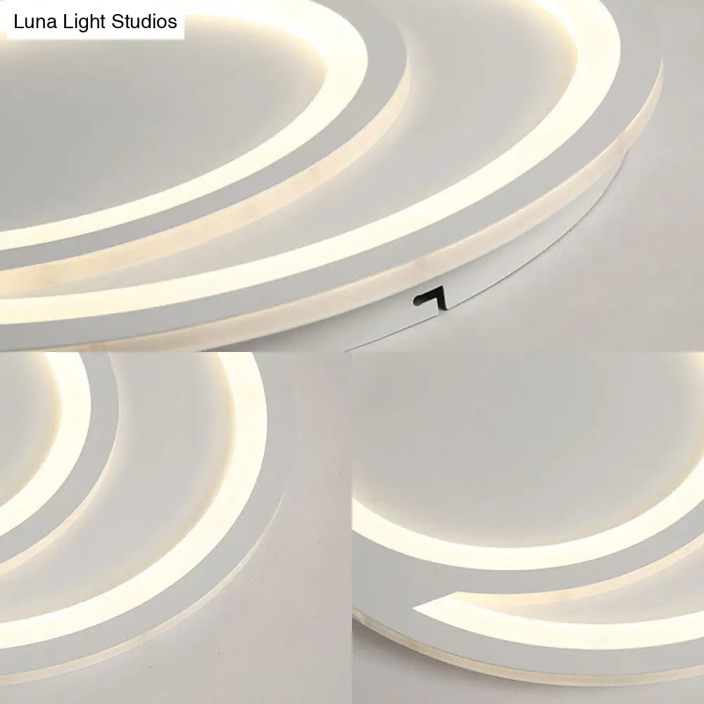 Modern White Ripple Flushmount Led Light Simple Metal Design 16’/19.5’/23.5’ Wide